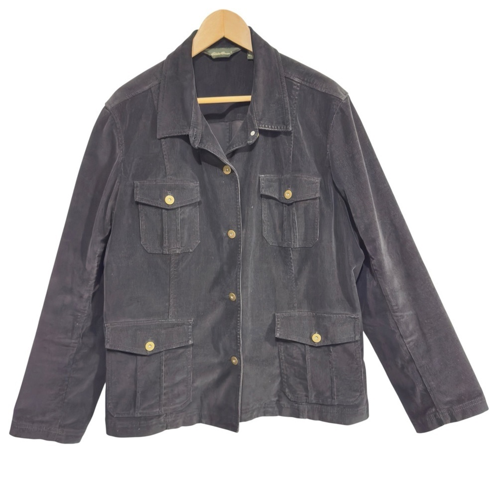 Eddie Bauer Women’s Black Corduroy Utility Jacket Size 20
